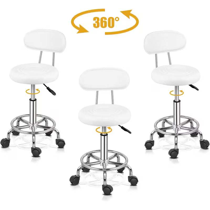 Sgabello Estetico con Schienale Girevole - Altezza Regolabile 200kg