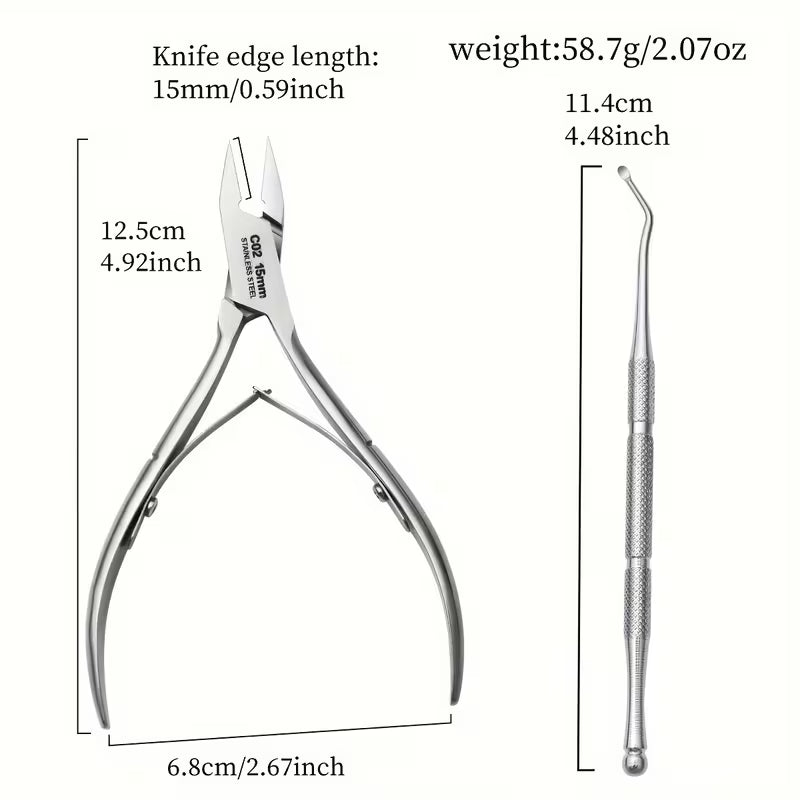 Tronchesina Unghie Incarnite Professionale Acciaio Inox - Set 2 Pezzi