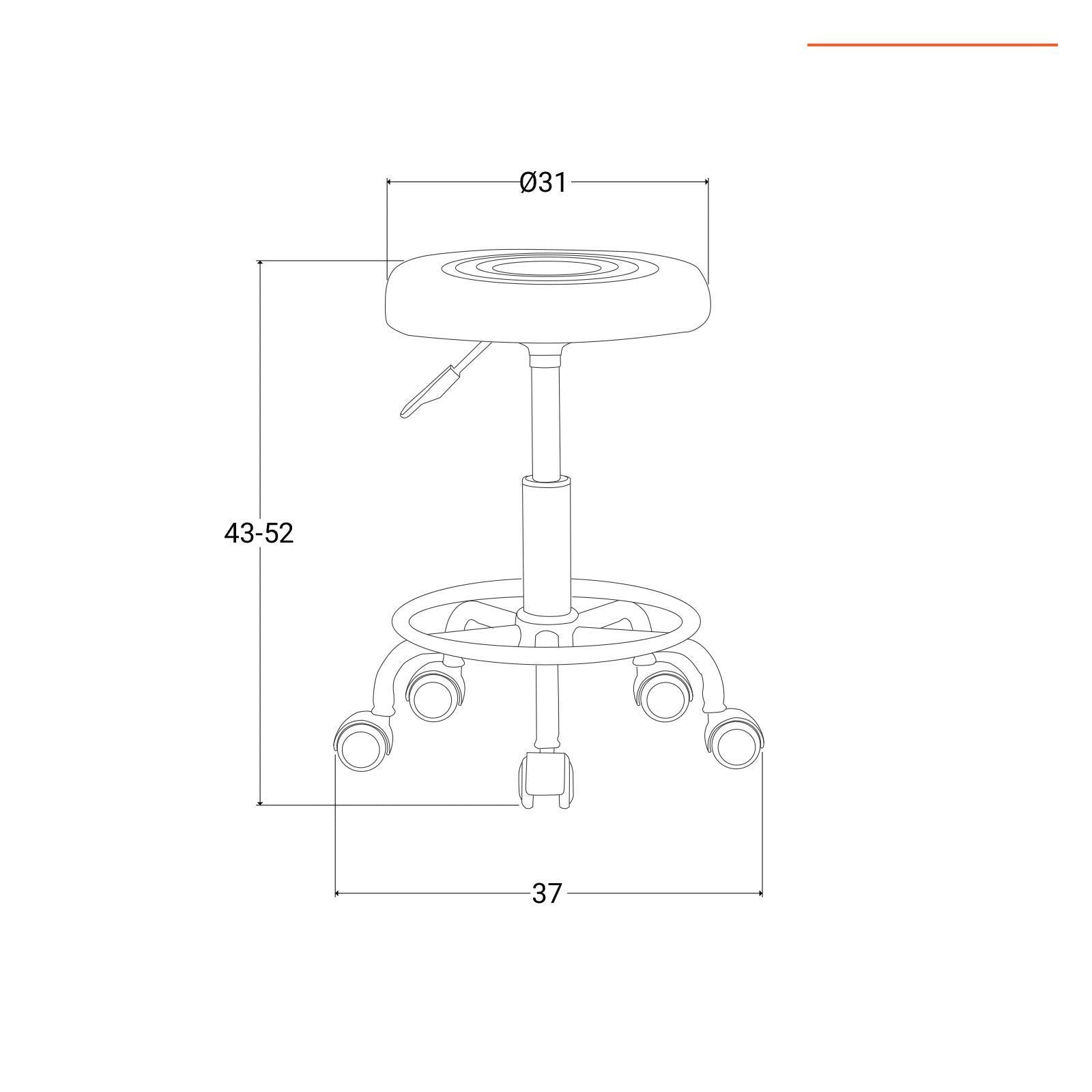 Sgabello Estetico Girevole Senza Spalliera - Altezza Regolabile 200kg